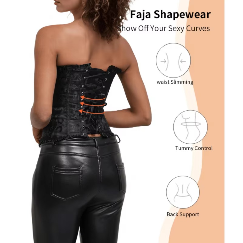 Boning Corset Steel - Corsetto sottoseno jacquard con cerniera e