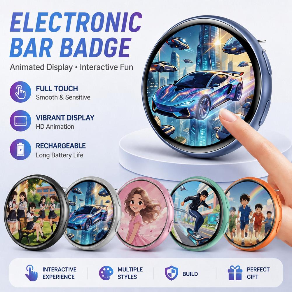 Magnetic Clasp Cosplay - Badge Digitali Intelligenti con Schermo Touch,
